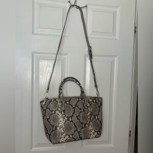 NWT Michael Kors Snake-Print Tote in Taupe and Black Crossbody